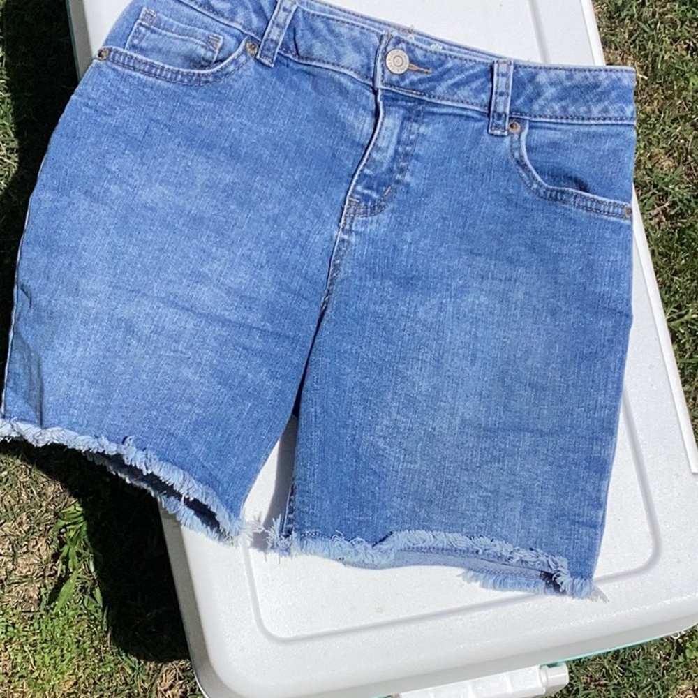 Cat & Jack Blue Denim Shorts Frayed Hem